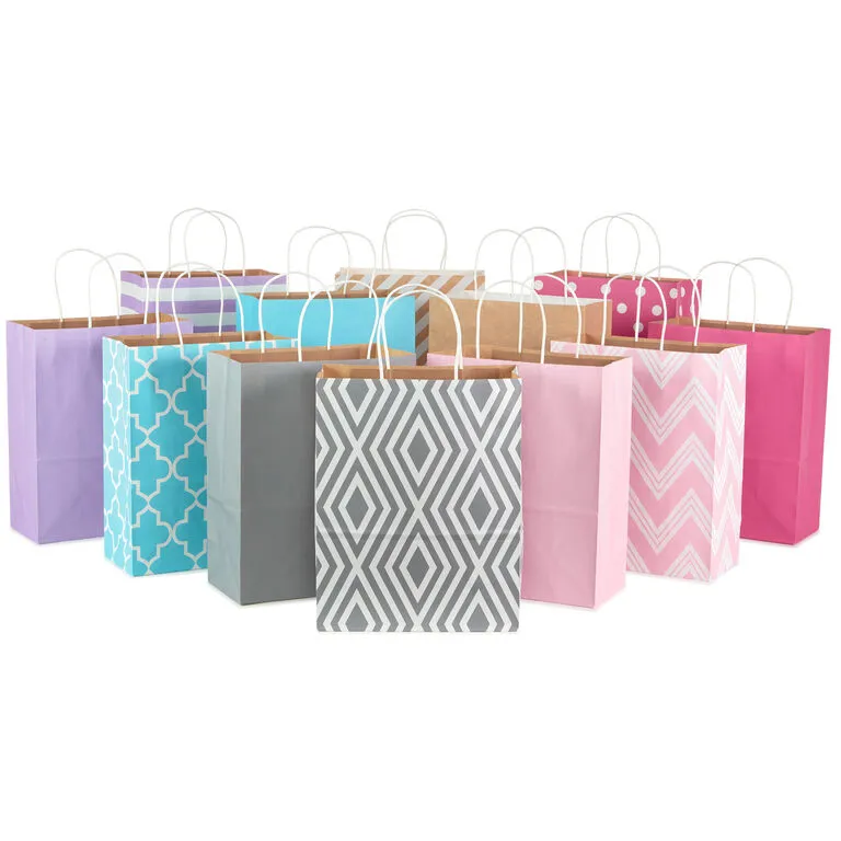 Hallmark 12.5" 12-Pack Assorted Kraft Paper Gift Bags 1 Hallmark 12.5" 12-Pack Assorted Kraft Paper Gift Bags