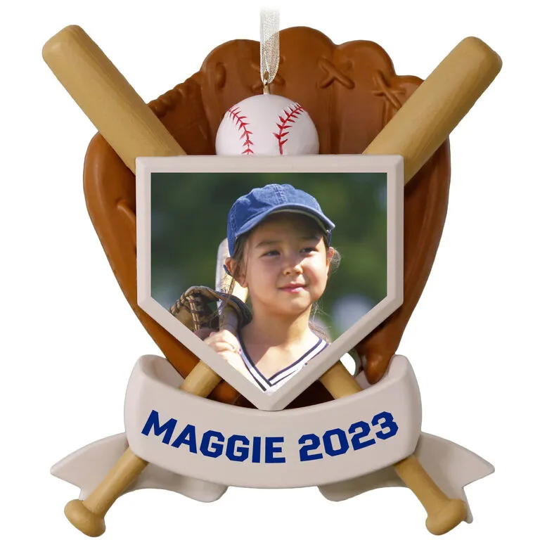 Hallmark America's Pastime Personalized Baseball Photo Ornament 1 Hallmark America's Pastime Personalized Baseball Photo Ornament