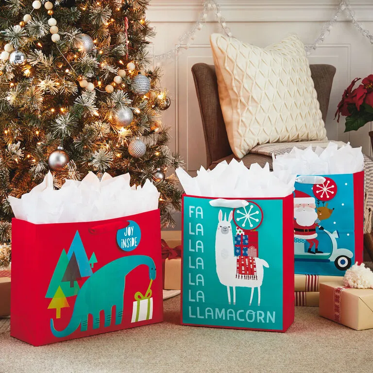 Hallmark 13" And 15.5" Assorted Kids 3-Pack Christmas Gift Bags With Tissue Paper 2 Hallmark 13" And 15.5" Assorted Kids 3-Pack Christmas Gift Bags With Tissue Paper - Image 2