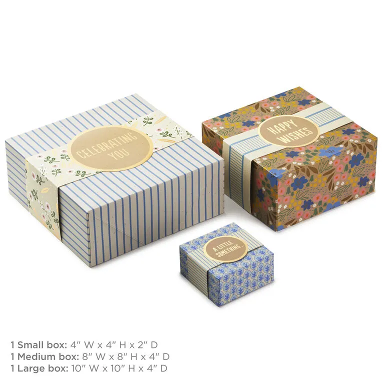 Hallmark 4", 8" And 10" Floral 3-Pack Gift Boxes With Bands 4 Hallmark 4", 8" And 10" Floral 3-Pack Gift Boxes With Bands - Image 4