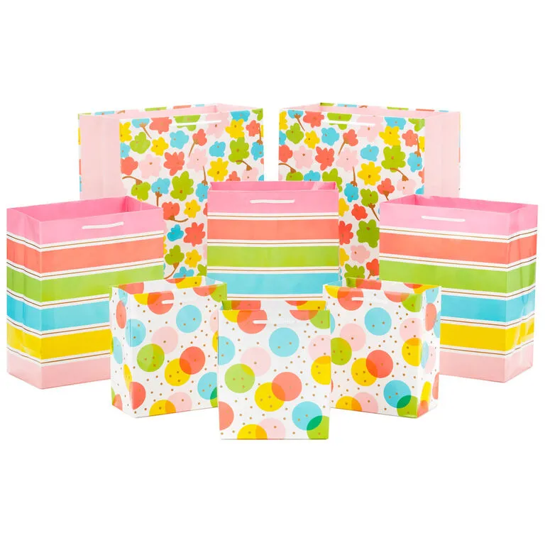 Hallmark Assorted Pastel Designs 8-Pack Small, Medium And Large Gift Bags 1 Hallmark Assorted Pastel Designs 8-Pack Small, Medium And Large Gift Bags