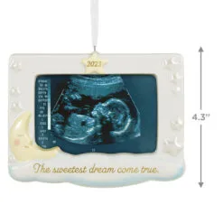Hallmark Sweetest Dream Come True 2023 Porcelain Photo Frame Ornament 8 Hallmark Sweetest Dream Come True 2023 Porcelain Photo Frame Ornament -Hot Sale Hallmark Store Baby Sonogram Picture Frame Keepsake Ornament 1999QHX3117 03