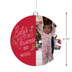 Hallmark Baby's First Christmas Personalized Text And Vertical Photo Ceramic Ornament 5 Hallmark Baby's First Christmas Personalized Text And Vertical Photo Ceramic Ornament -Hot Sale Hallmark Store Babys First Personalized Round Christmas Ornament 1999QHE1711B23 03