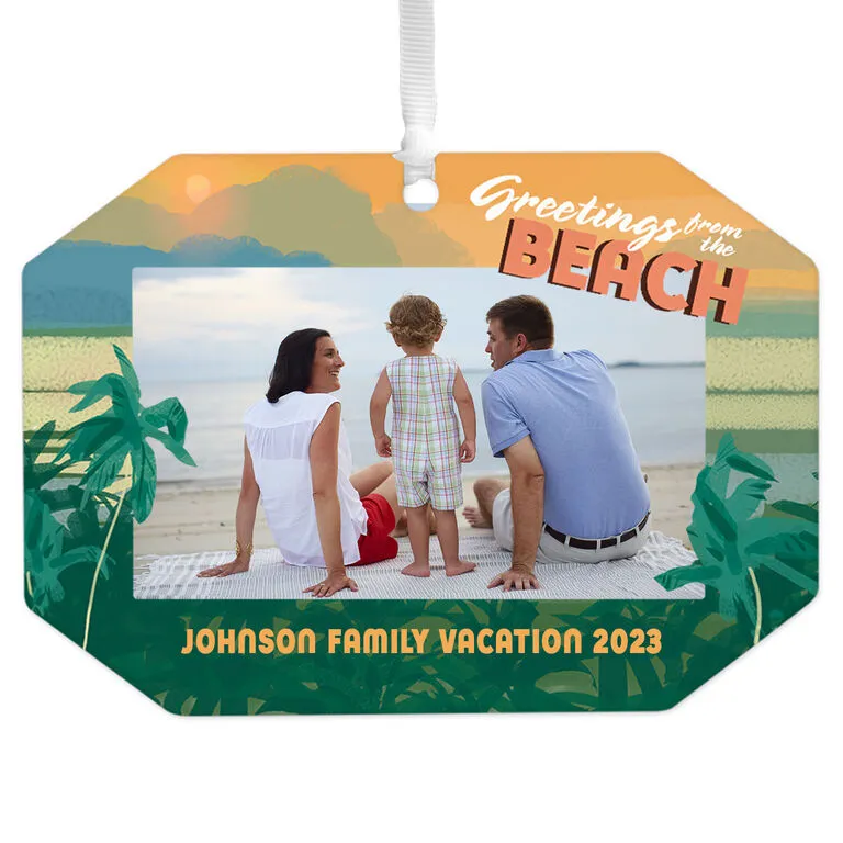Hallmark Beach Vacation Personalized Text And Photo Metal Ornament 1 Hallmark Beach Vacation Personalized Text And Photo Metal Ornament