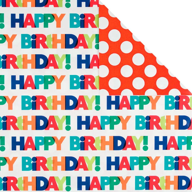 Hallmark Birthday Celebration 3-Pack Reversible Wrapping Paper 4 Hallmark Birthday Celebration 3-Pack Reversible Wrapping Paper - Image 4