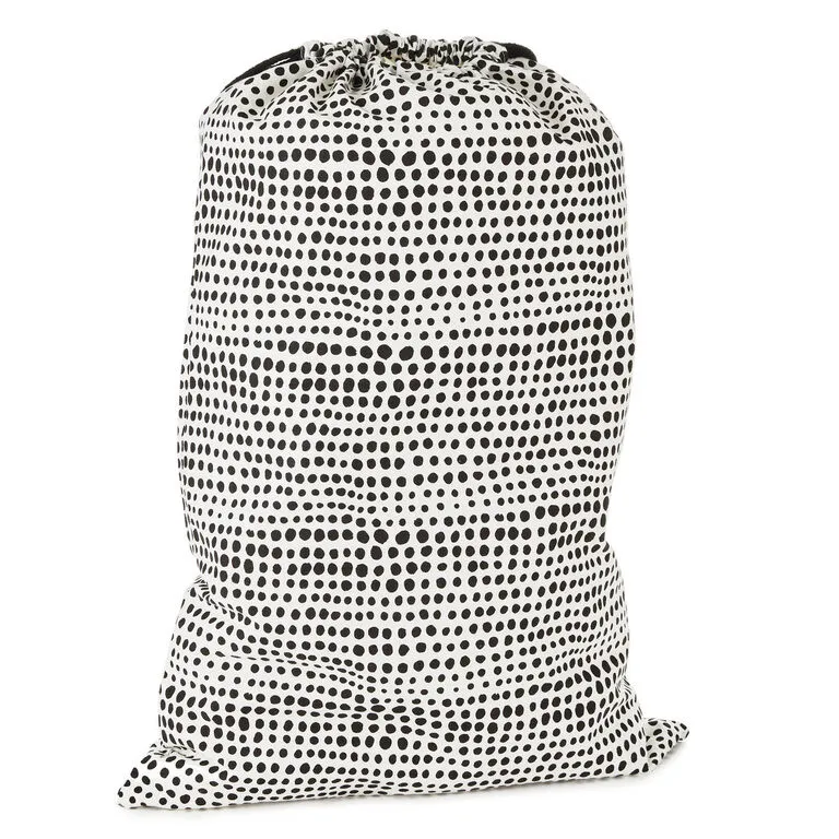 Hallmark 28" Black Dots With Heart Fabric Gift Bag With Tag 2 Hallmark 28" Black Dots With Heart Fabric Gift Bag With Tag - Image 2