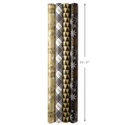 Hallmark Black And Gold 4-Pack Reversible Holiday Wrapping Paper Assortment, 150 Sq. Ft. 13 Hallmark Black And Gold 4-Pack Reversible Holiday Wrapping Paper Assortment, 150 Sq. Ft. -Hot Sale Hallmark Store Black and Gold Reversible Wrapping Paper Assortment 5JXW1737 07