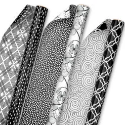 Hallmark Black And White Prints 3-Pack Reversible Wrapping Paper, 75 Sq. Ft. Total