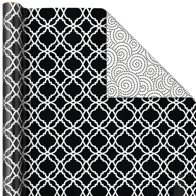 Hallmark Black And White Prints 3-Pack Reversible Wrapping Paper, 75 Sq. Ft. Total 6 Hallmark Black And White Prints 3-Pack Reversible Wrapping Paper, 75 Sq. Ft. Total - Image 6