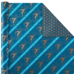 Hallmark Elegant Blues 4-Pack Blue And Gold Reversible Wrapping Paper, 150 Sq. Ft. 9 Hallmark Elegant Blues 4-Pack Blue And Gold Reversible Wrapping Paper, 150 Sq. Ft. -Hot Sale Hallmark Store Blue and Gold Holiday Reversible Wrapping Paper 5JXW1739 03