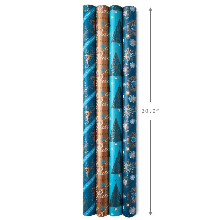 Hallmark Elegant Blues 4-Pack Blue And Gold Reversible Wrapping Paper, 150 Sq. Ft. 7 Hallmark Elegant Blues 4-Pack Blue And Gold Reversible Wrapping Paper, 150 Sq. Ft. - Image 7
