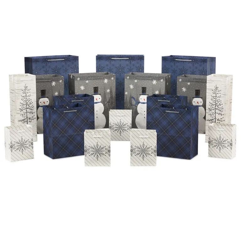 Hallmark Bulk Blue And Gray 18-Pack Holiday Gift Bags, Assorted Sizes And Designs 1 Hallmark Bulk Blue And Gray 18-Pack Holiday Gift Bags, Assorted Sizes And Designs
