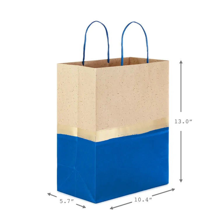 Hallmark 13" Blue And Kraft Paper 6-Pack Gift Bag 3 Hallmark 13" Blue And Kraft Paper 6-Pack Gift Bag - Image 3