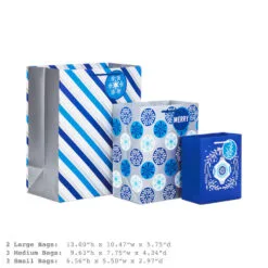 Hallmark Blue And Silver 8-Pack Holiday Gift Bags, Assorted Sizes And Designs 8 Hallmark Blue And Silver 8-Pack Holiday Gift Bags, Assorted Sizes And Designs -Hot Sale Hallmark Store Blue and Silver Holiday Gift Bags Bulk Pack XGB4895 03