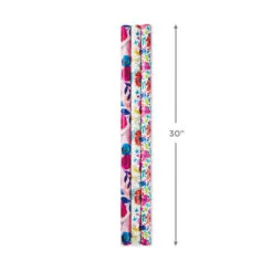 Hallmark Bright Florals 3-Pack Reversible Wrapping Paper, 120 Sq. Ft. Total -Hot Sale Hallmark Store Bright Flowers 3Pack Reversible Wrapping Paper 5EWR2433 03