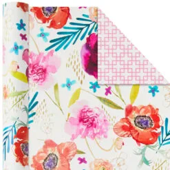 Hallmark Bright Florals 3-Pack Reversible Wrapping Paper, 120 Sq. Ft. Total -Hot Sale Hallmark Store Bright Flowers 3Pack Reversible Wrapping Paper 5EWR2433 05