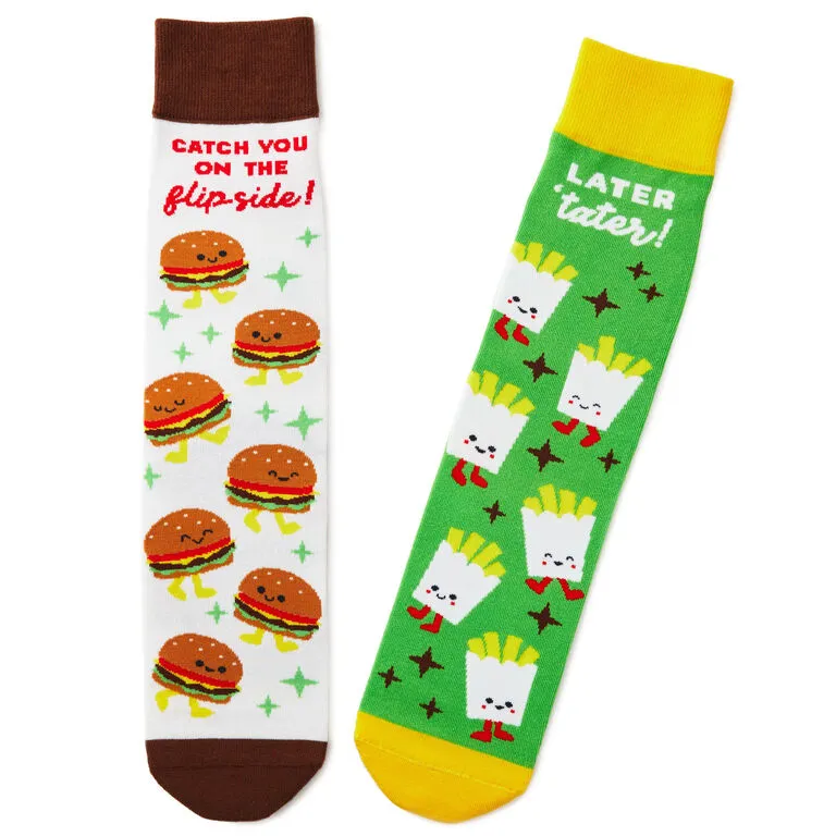 Hallmark Burger And Fries Better Together Funny Crew Socks 1 Hallmark Burger And Fries Better Together Funny Crew Socks