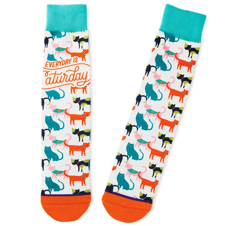Hallmark Everyday Is Caturday Funny Crew Socks 1 Hallmark Everyday Is Caturday Funny Crew Socks