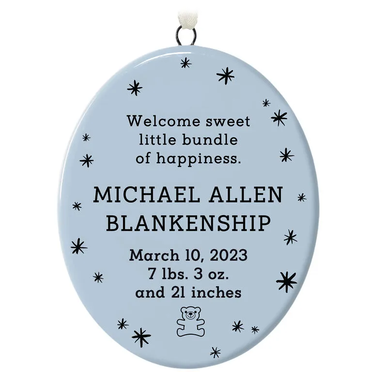 Hallmark Ceramic Personalized Ornament—Vertical Oval 1 Hallmark Ceramic Personalized Ornament—Vertical Oval