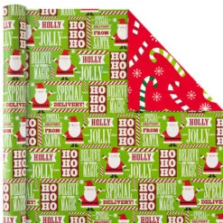 Hallmark Christmas Cheer 4-Pack Reversible Wrapping Paper Assortment, 150 Sq. Ft. -Hot Sale Hallmark Store Christmas Cheer Assortment Reversible Wrapping Paper 5JXW1736 04