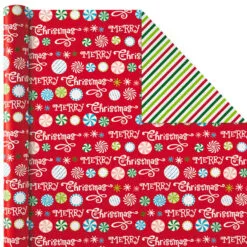 Hallmark Christmas Cheer 4-Pack Reversible Wrapping Paper Assortment, 150 Sq. Ft. -Hot Sale Hallmark Store Christmas Cheer Assortment Reversible Wrapping Paper 5JXW1736 06