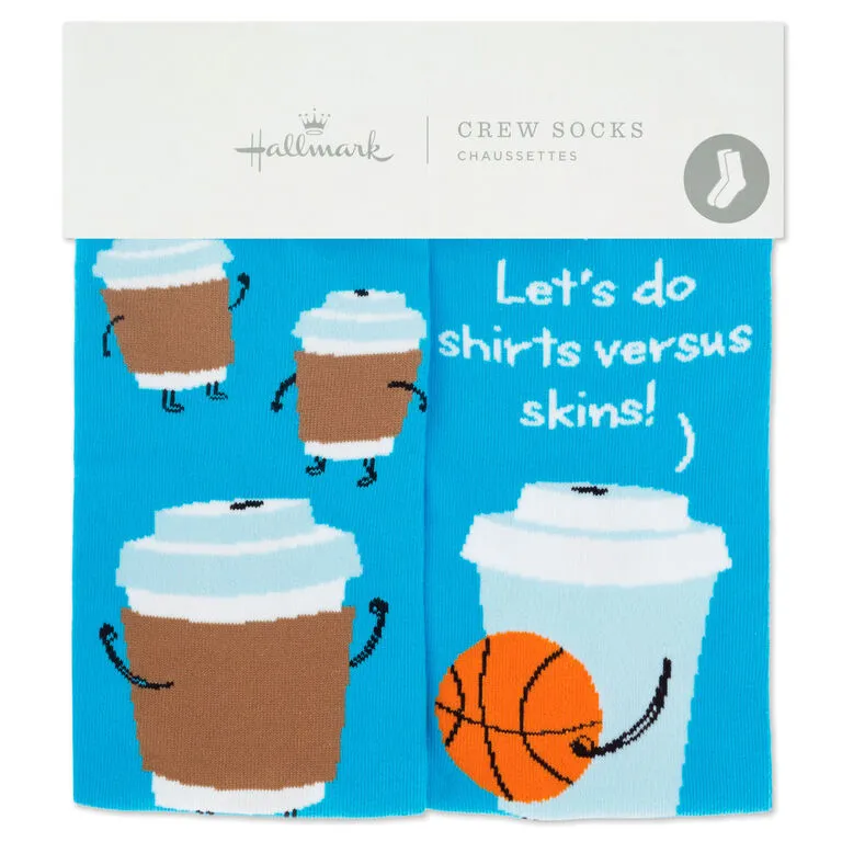 Hallmark Coffee Cups Playing Basketball Funny Crew Socks 2 Hallmark Coffee Cups Playing Basketball Funny Crew Socks - Image 2