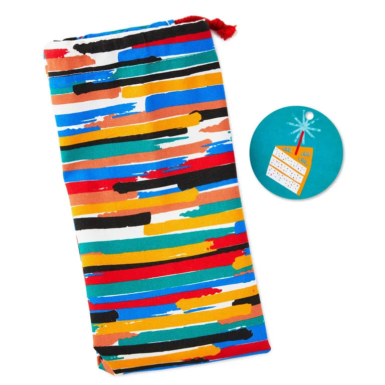 Hallmark 28" Colorful Stripes Fabric Gift Bag With Tag 4 Hallmark 28" Colorful Stripes Fabric Gift Bag With Tag - Image 4