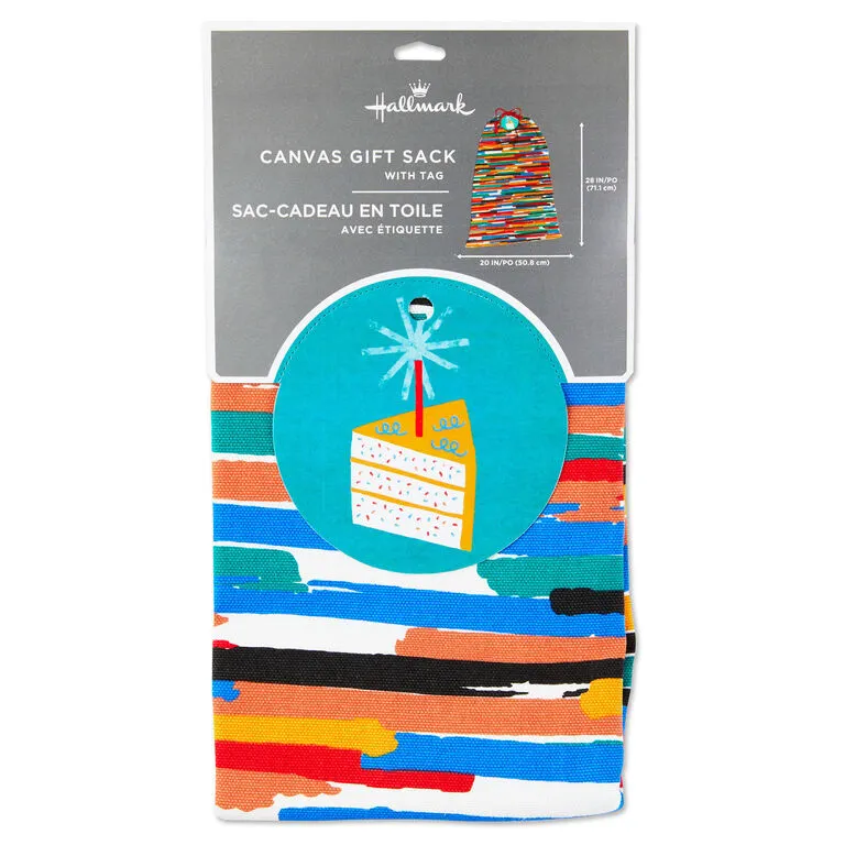 Hallmark 28" Colorful Stripes Fabric Gift Bag With Tag 7 Hallmark 28" Colorful Stripes Fabric Gift Bag With Tag - Image 7