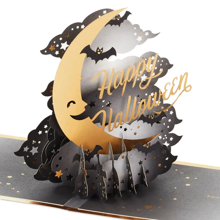 Hallmark Crescent Moon 3-D Pop-Up Halloween Card 1 Hallmark Crescent Moon 3-D Pop-Up Halloween Card