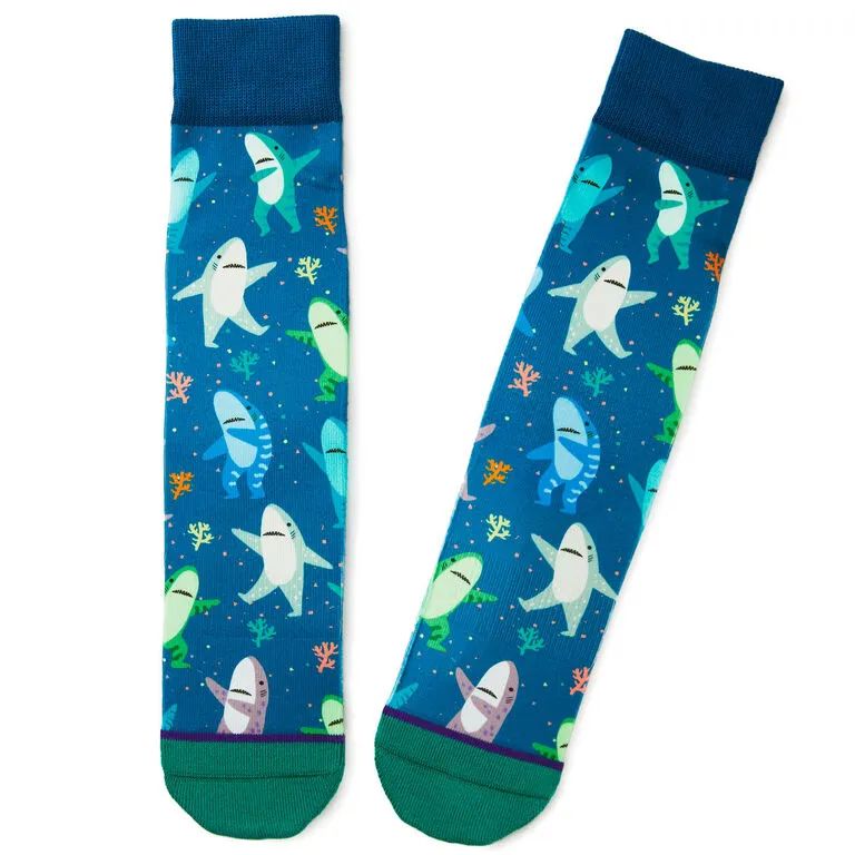 Hallmark Dancing Sharks Fun Crew Socks 1 Hallmark Dancing Sharks Fun Crew Socks