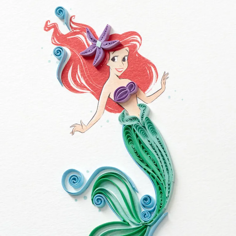 Hallmark Disney The Little Mermaid Ariel Happy Wish Quilled Paper Handmade Card 4 Hallmark Disney The Little Mermaid Ariel Happy Wish Quilled Paper Handmade Card - Image 4