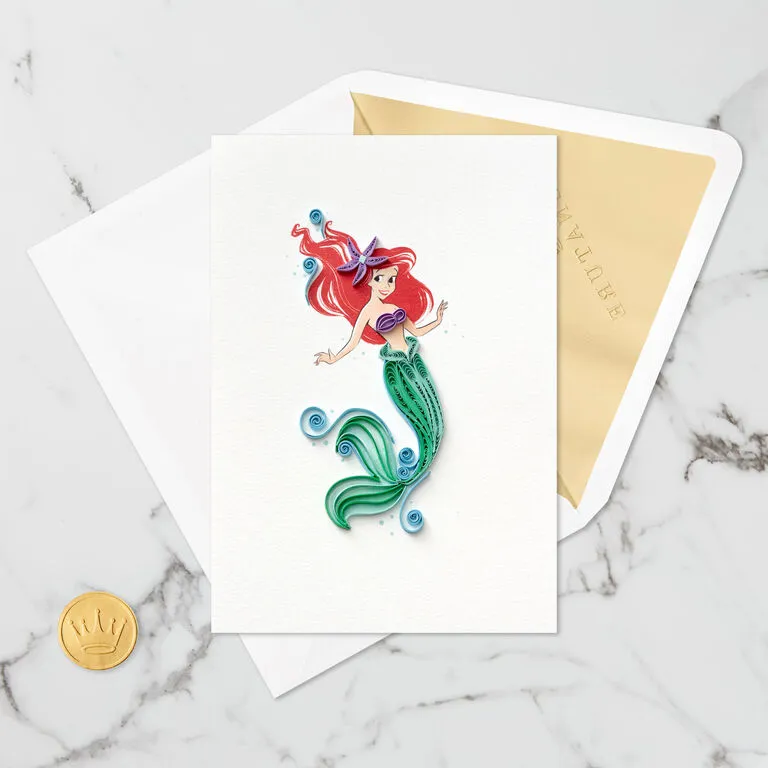 Hallmark Disney The Little Mermaid Ariel Happy Wish Quilled Paper Handmade Card 5 Hallmark Disney The Little Mermaid Ariel Happy Wish Quilled Paper Handmade Card - Image 5