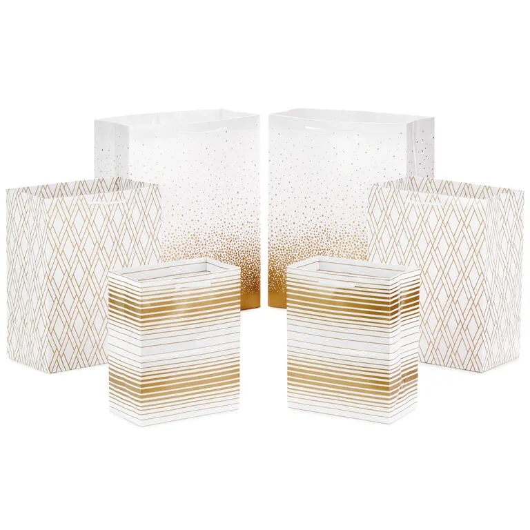 Hallmark Elegant Gold Assorted Sizes 6-Pack Gift Bags 1 Hallmark Elegant Gold Assorted Sizes 6-Pack Gift Bags