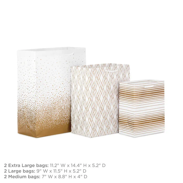 Hallmark Elegant Gold Assorted Sizes 6-Pack Gift Bags 2 Hallmark Elegant Gold Assorted Sizes 6-Pack Gift Bags - Image 2
