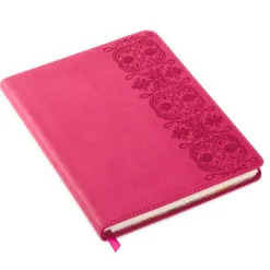 Hallmark Embossed Border Fuchsia Faux Leather Notebook
