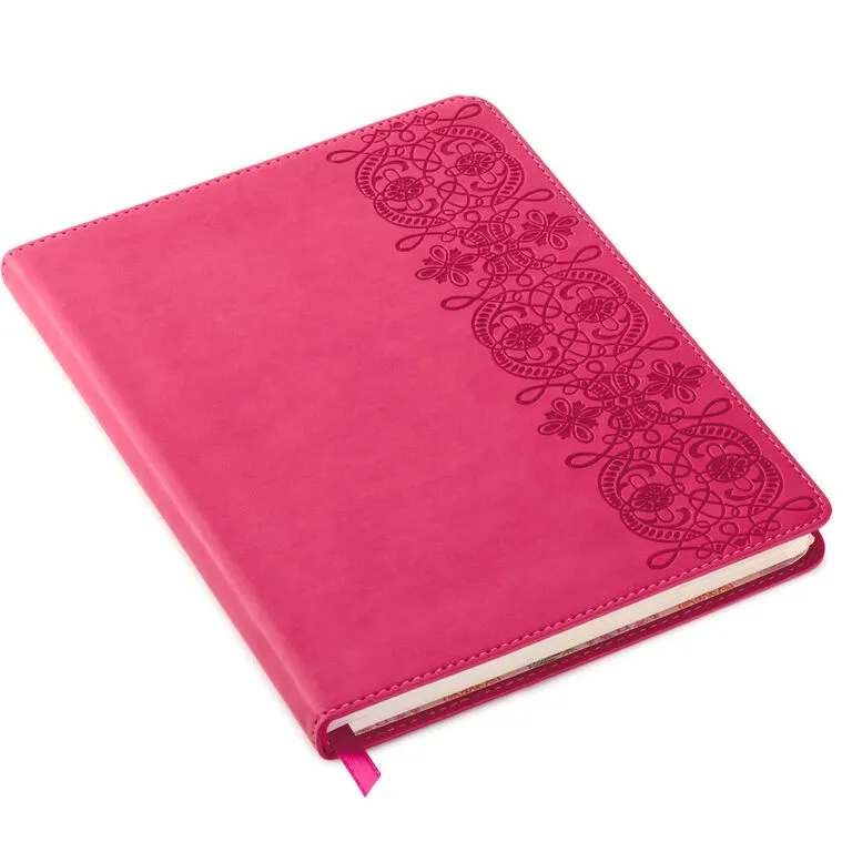 Hallmark Embossed Border Fuchsia Faux Leather Notebook 1 Hallmark Embossed Border Fuchsia Faux Leather Notebook