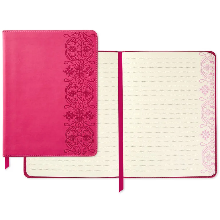 Hallmark Embossed Border Fuchsia Faux Leather Notebook 2 Hallmark Embossed Border Fuchsia Faux Leather Notebook - Image 2