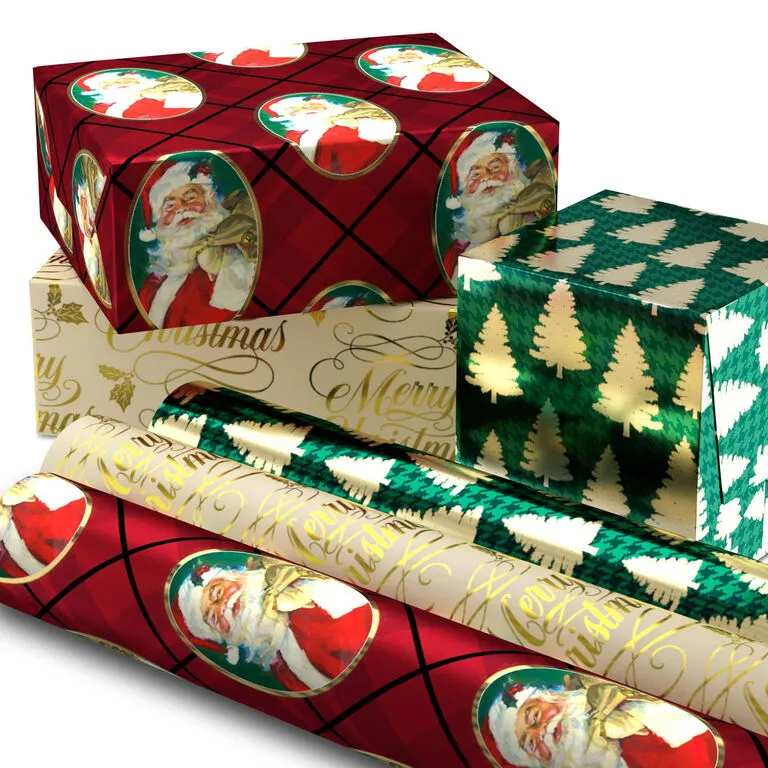 Hallmark Traditional 3-Pack Foil Christmas Wrapping Paper Assortment, 60 Sq. Ft. 2 Hallmark Traditional 3-Pack Foil Christmas Wrapping Paper Assortment, 60 Sq. Ft. - Image 2