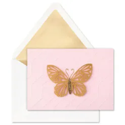 Hallmark Gold Butterfly On Pink Blank Note Cards, Box Of 8 5 Hallmark Gold Butterfly On Pink Blank Note Cards, Box Of 8 -Hot Sale Hallmark Store Gold Butterfly on Pink Blank Note Cards 1499CNT1125 02