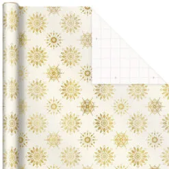 Hallmark Gold And White 6-Pack Holiday Wrapping Paper Assortment, 180 Sq. Ft. -Hot Sale Hallmark Store Gold and White Christmas Wrapping Paper Assortment 5JXW1086 05