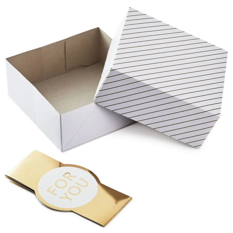 Hallmark 10" Gold And White Striped 2-Pack Gift Boxes With Bands 3 Hallmark 10" Gold And White Striped 2-Pack Gift Boxes With Bands - Image 3