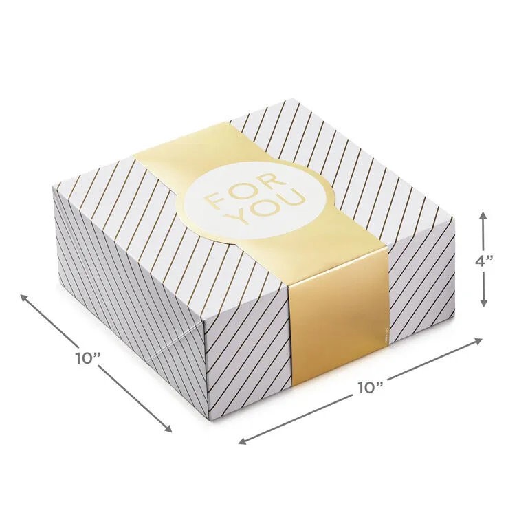 Hallmark 10" Gold And White Striped 2-Pack Gift Boxes With Bands 4 Hallmark 10" Gold And White Striped 2-Pack Gift Boxes With Bands - Image 4