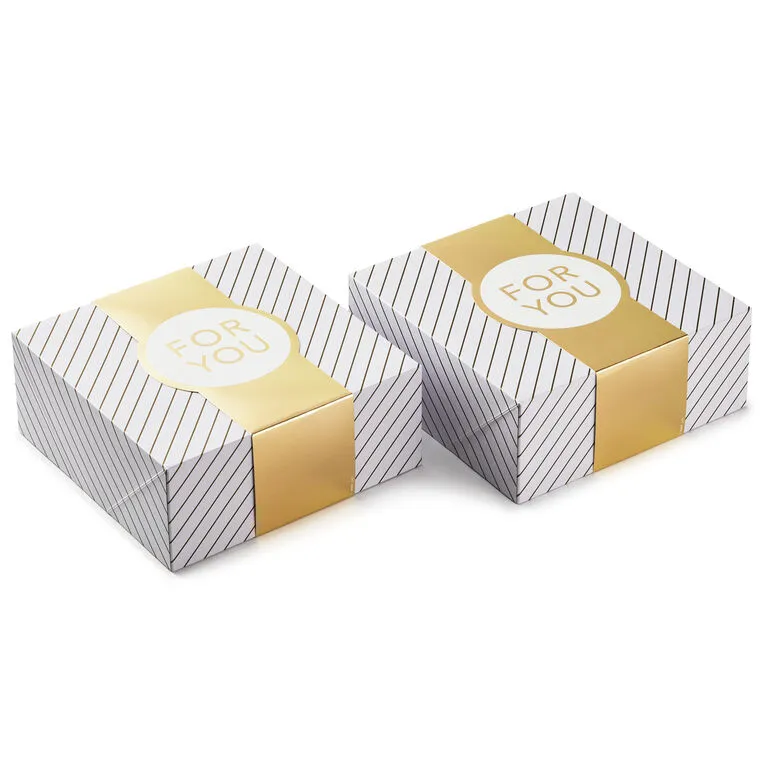 Hallmark 10" Gold And White Striped 2-Pack Gift Boxes With Bands 6 Hallmark 10" Gold And White Striped 2-Pack Gift Boxes With Bands - Image 6