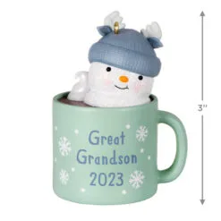 Hallmark Great-Grandson Hot Cocoa Mug 2023 Ornament 8 Hallmark Great-Grandson Hot Cocoa Mug 2023 Ornament -Hot Sale Hallmark Store GreatGrandson Snowman in Mug Keepsake Ornament 1399QGO2567 03