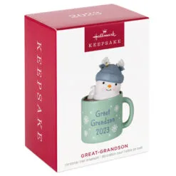 Hallmark Great-Grandson Hot Cocoa Mug 2023 Ornament 9 Hallmark Great-Grandson Hot Cocoa Mug 2023 Ornament -Hot Sale Hallmark Store GreatGrandson Snowman in Mug Keepsake Ornament 1399QGO2567 04