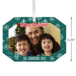 Hallmark Green Snowflake Personalized Text And Photo Metal Ornament -Hot Sale Hallmark Store Green Snowflake Personalized Christmas Ornament 1OFM1001B2 03