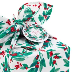 Hallmark 26" Greenery And Berries Christmas Fabric Gift Wrap With Twine And Tag 11 Hallmark 26" Greenery And Berries Christmas Fabric Gift Wrap With Twine And Tag -Hot Sale Hallmark Store Greenery and Berries Christmas Fabric Gift Wrap With Tag 5XW2087 06
