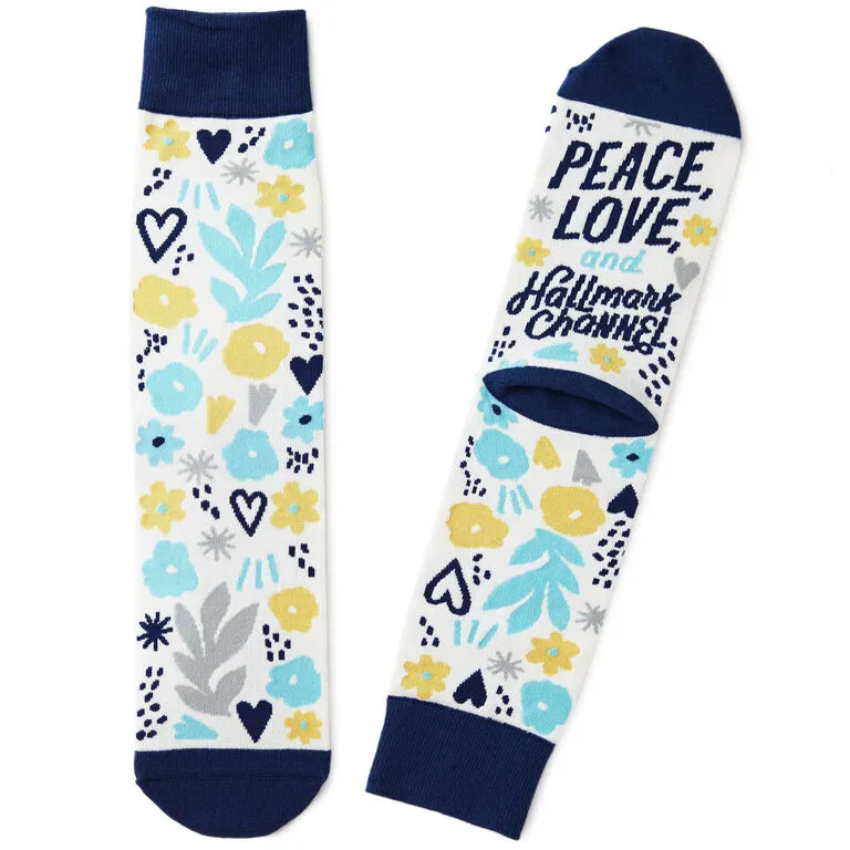 Hallmark Channel Peace & Love Novelty Crew Socks 1 Hallmark Channel Peace & Love Novelty Crew Socks