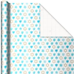 Hallmark Blue Hanukkah Designs 3-Pack Wrapping Paper Assortment, 120 Sq. Ft. -Hot Sale Hallmark Store Hanukkah Designs Wrapping Paper Assortment 5JXW1257 03