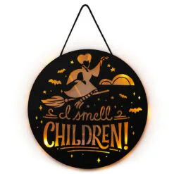 Hallmark Disney Hocus Pocus I Smell Children Porch Decor With Light 7 Hallmark Disney Hocus Pocus I Smell Children Porch Decor With Light -Hot Sale Hallmark Store Hocus Pocus LightUp Metal Door Sign 1HGN1526 04